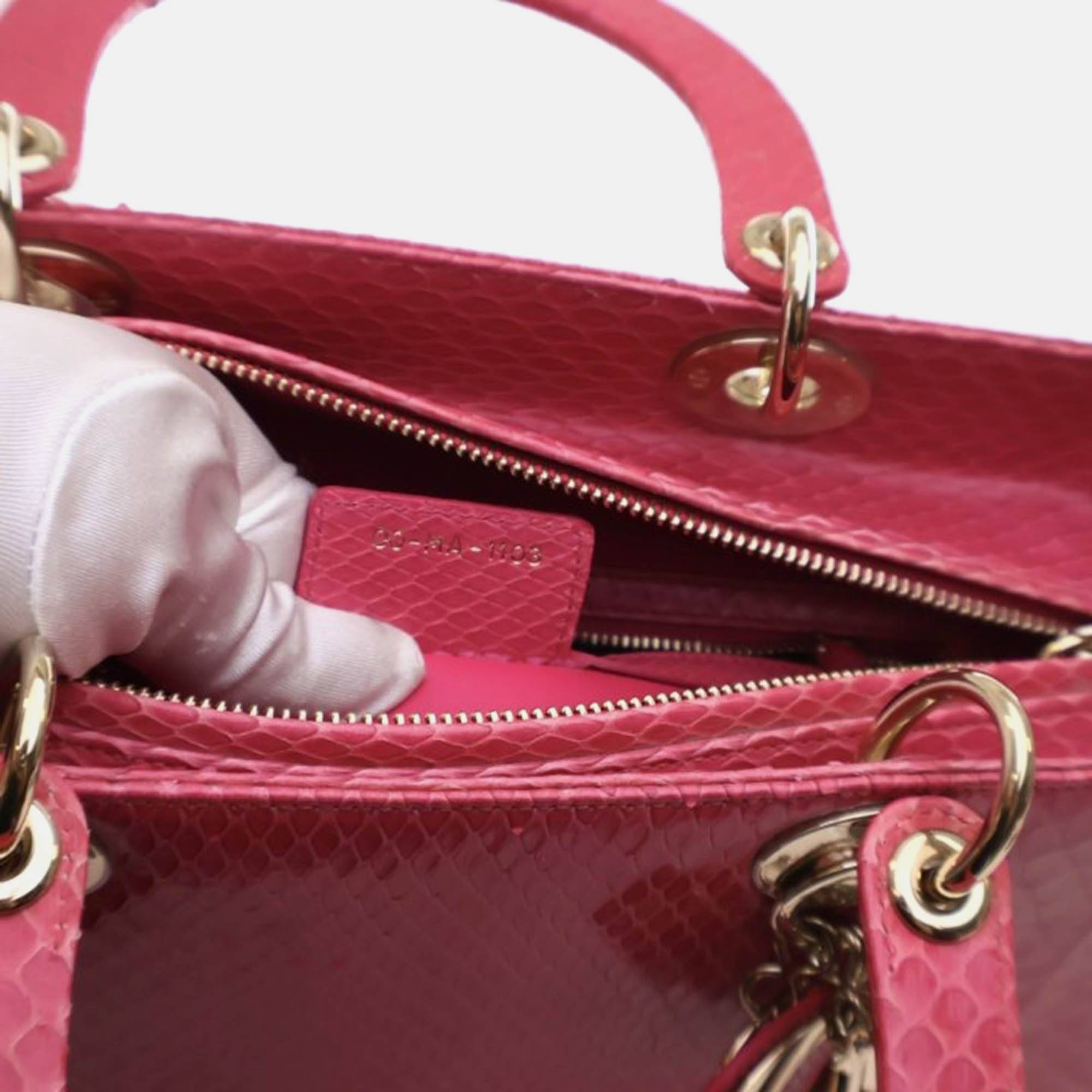 Dior Large Pink Python Shoulder Bag