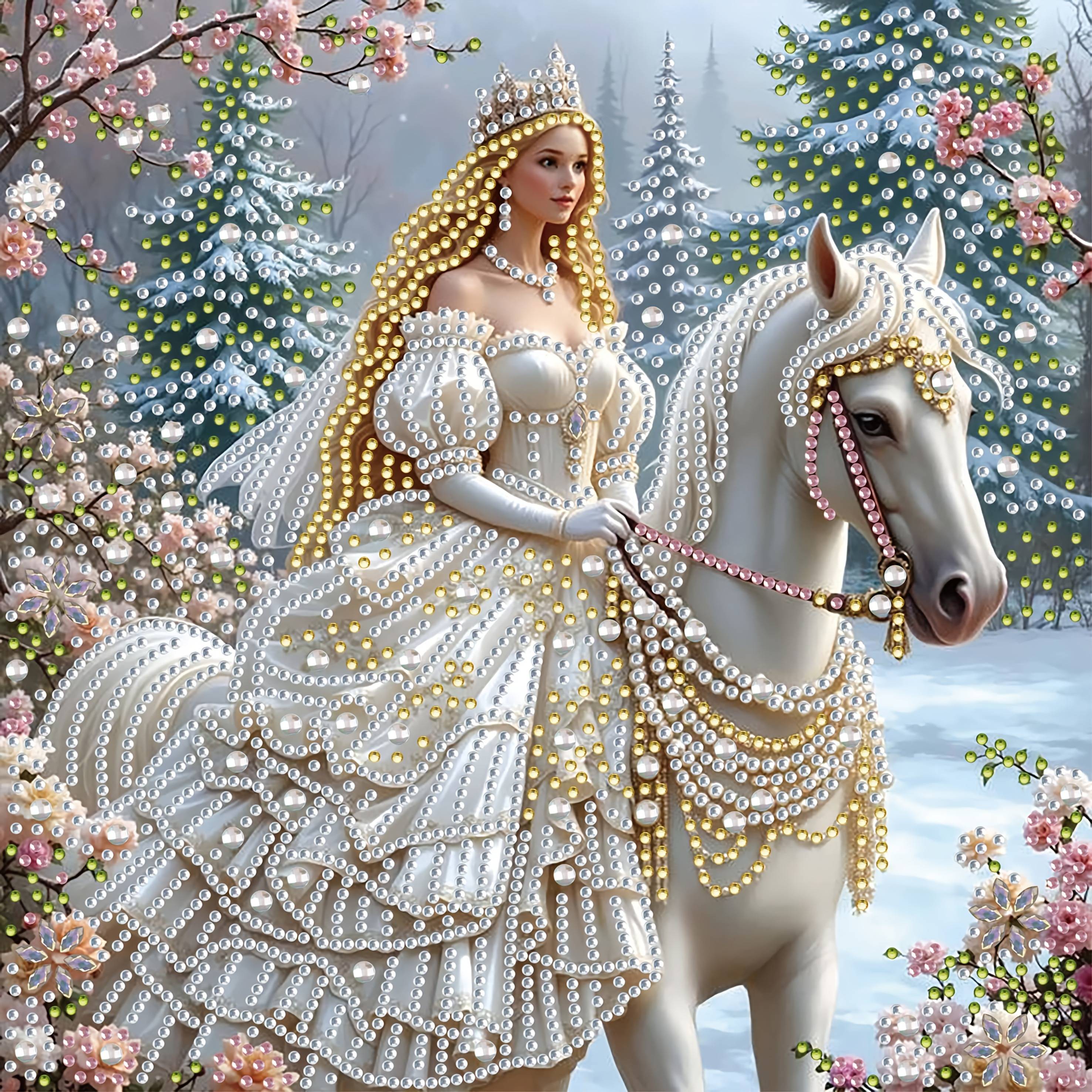Temu Ice And Horse Riding Princess Pattern Diamond Painting Set