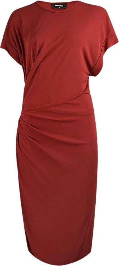 DSquared2 Robe Rouge Drapée Manches Courtes - Rouge