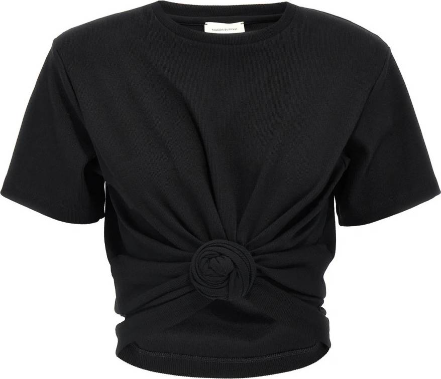 Magda Butrym Knotted Ribbed T-Shirt Strik - Sort