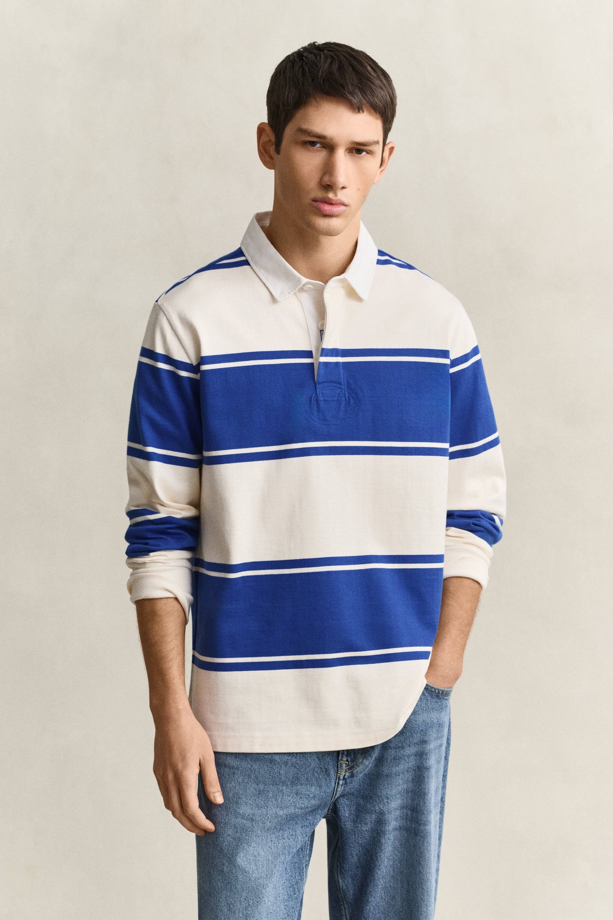 Gant Men Striped Rugger - Nautical Blue