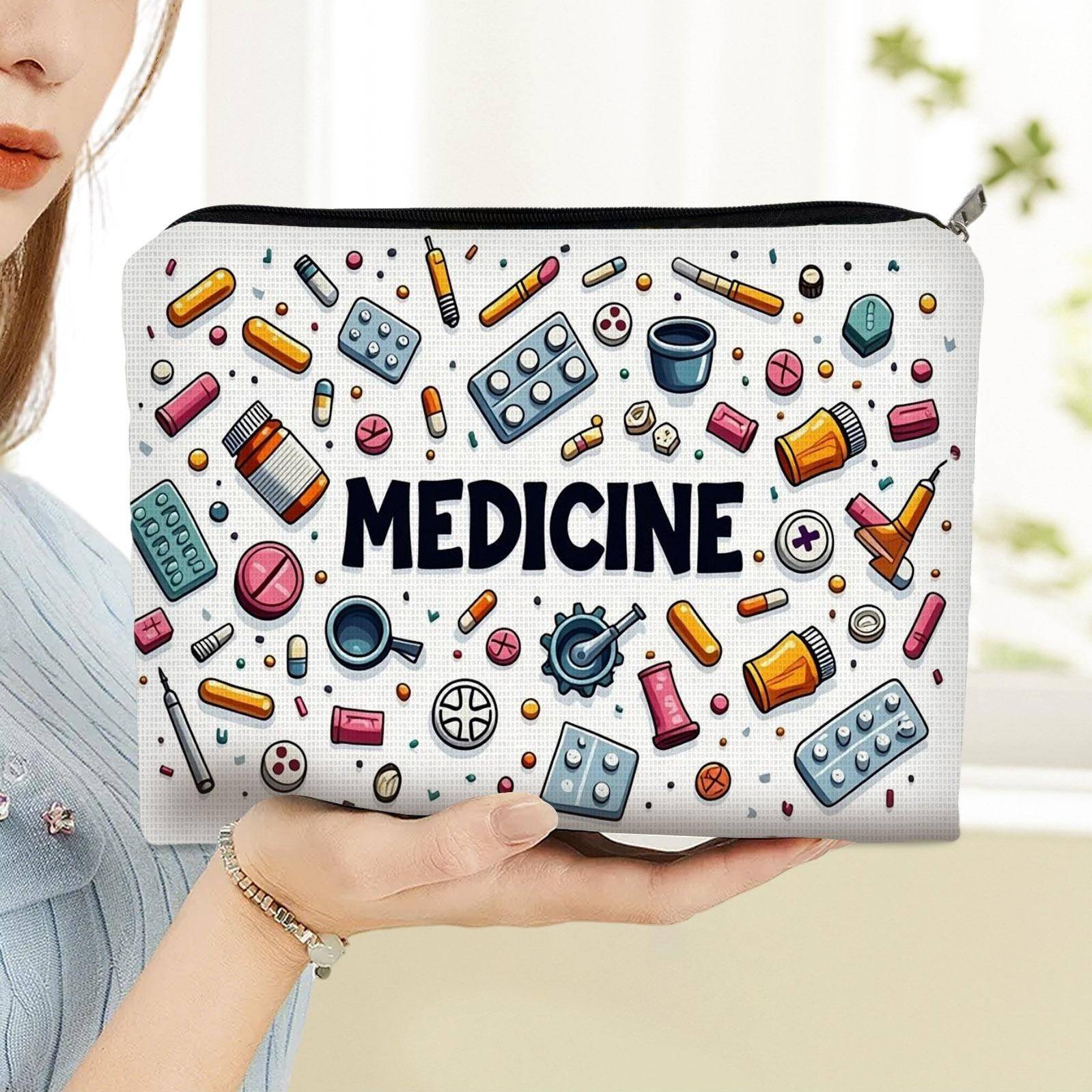 Temu Colorful Pattern Toiletry Bag Double-sided Printing Portable