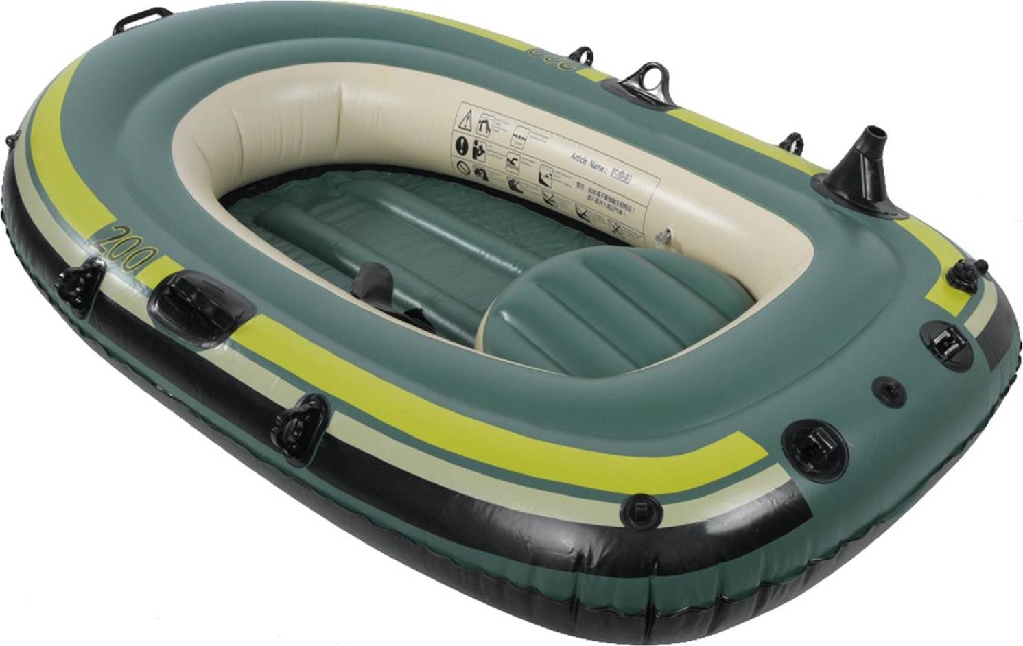 Inflatable kayak 2 person Green PVC Inflatable Kayak Canoe with Pull Rope