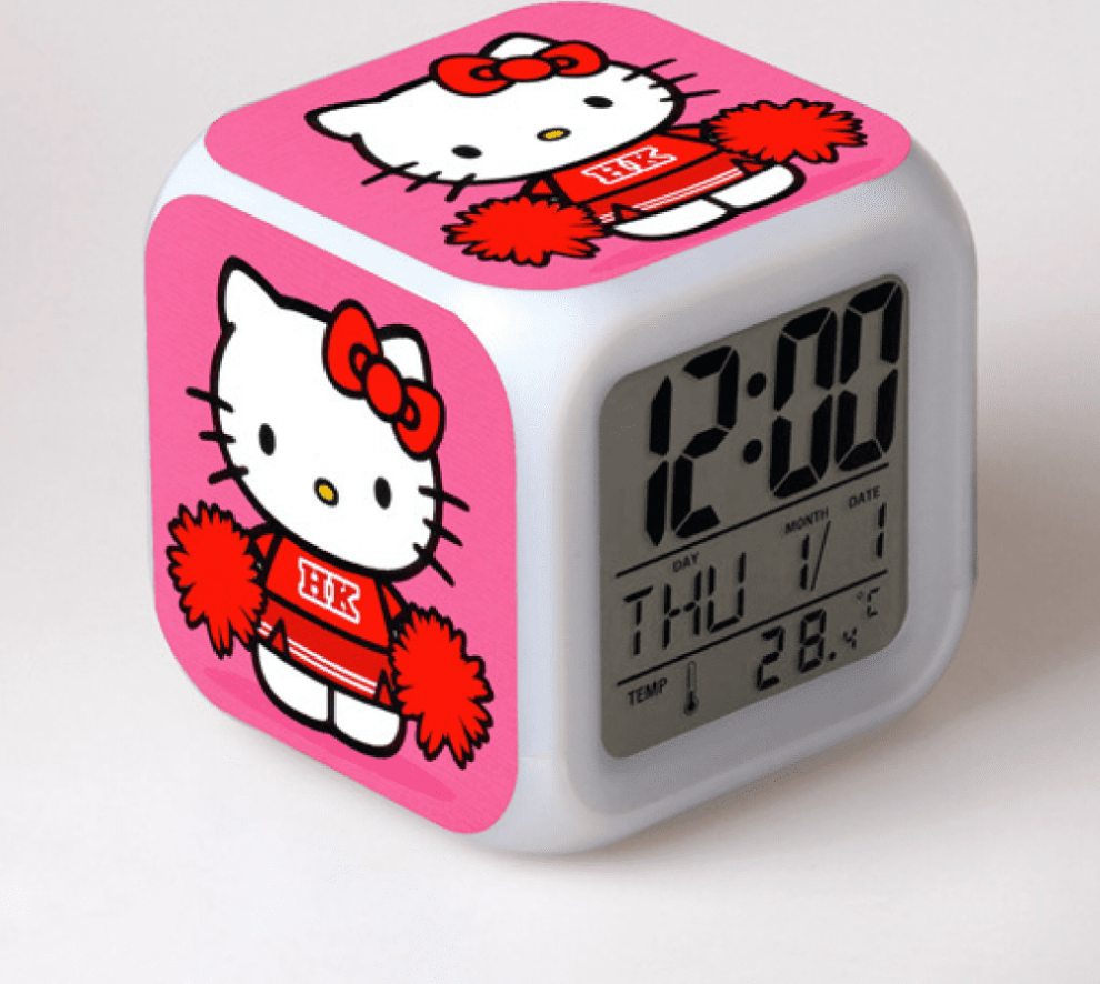 Hello Kitty LED Alarm Clock 7-Color Night Light