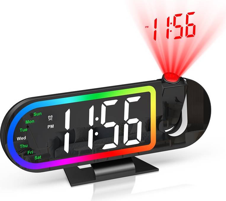 STOYOTU LED Projection Alarm Clock Large Screen