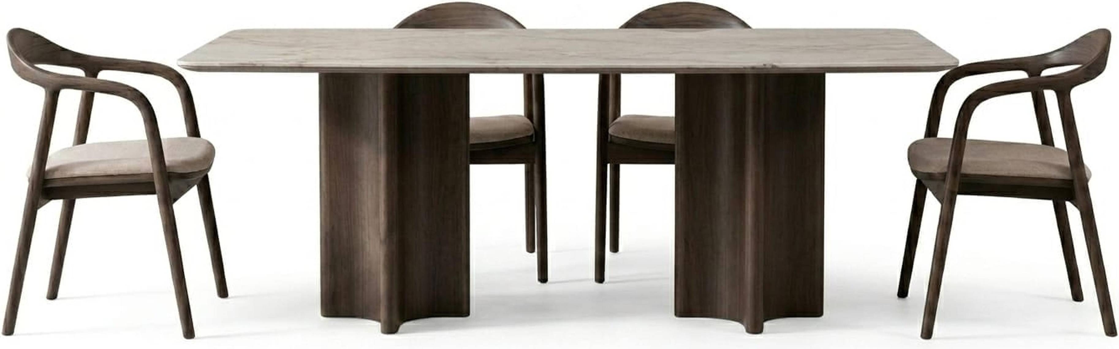 Esszimmer Set Beige MDF Textil