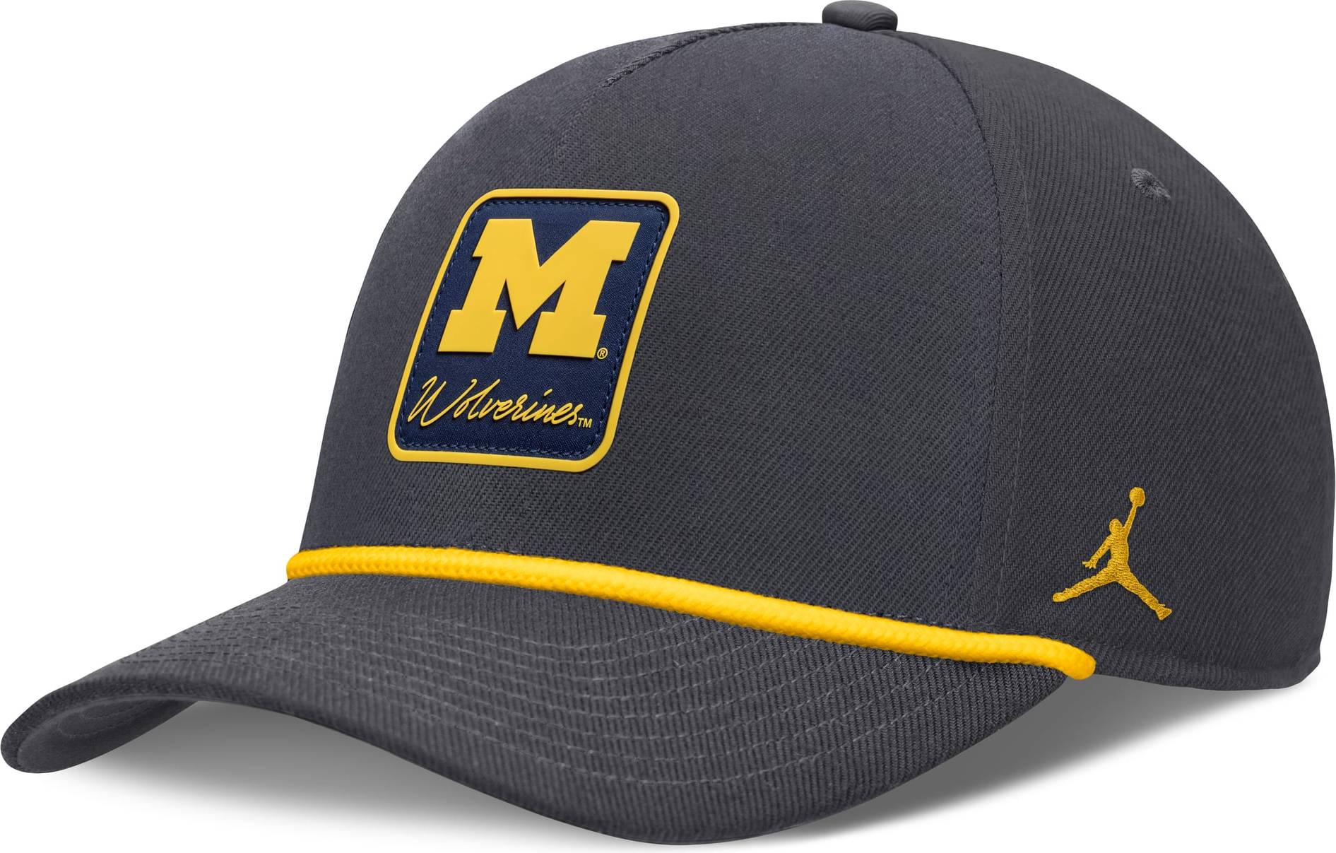Nike Michigan Wolverines Script Rope Rise Adjustable Hat - Anthracite