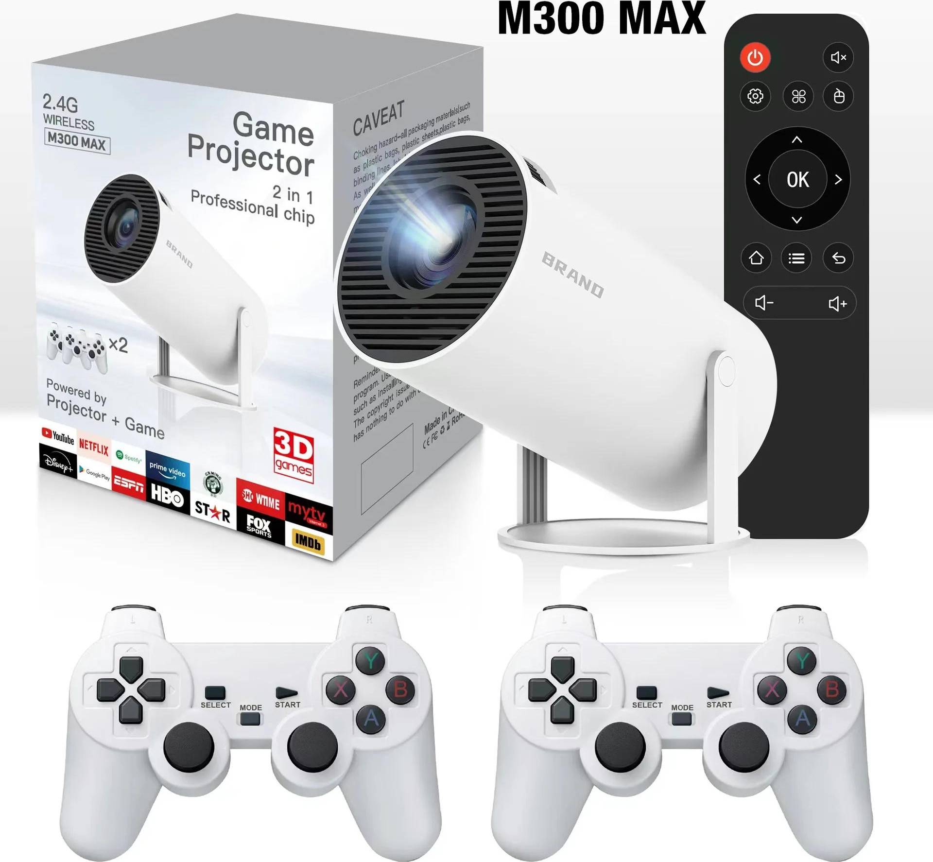M300 Max Game Projector with 2 Controllers