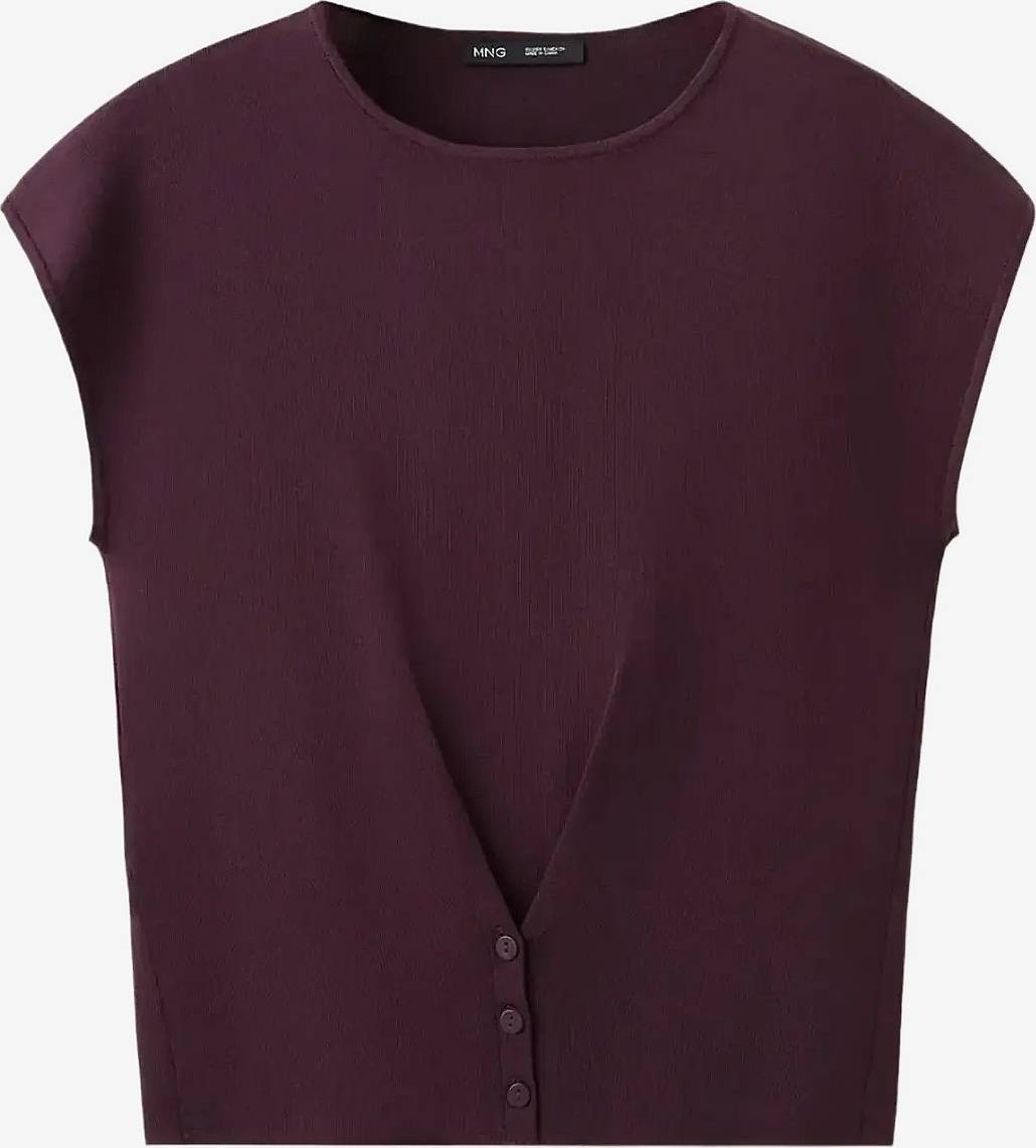 Mango Buttoned Knit Top - Burgundy