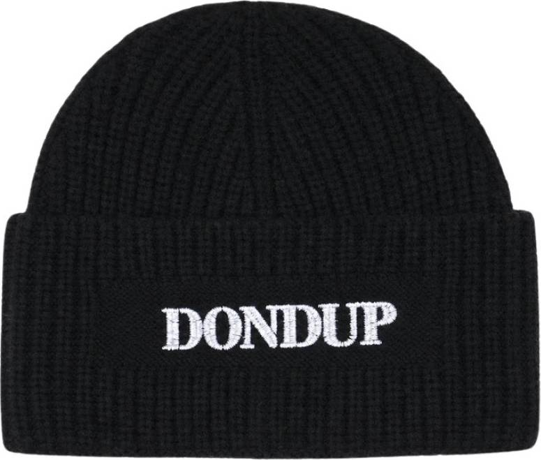 Dondup Logo Patch Ribstrikket Hue - Sort