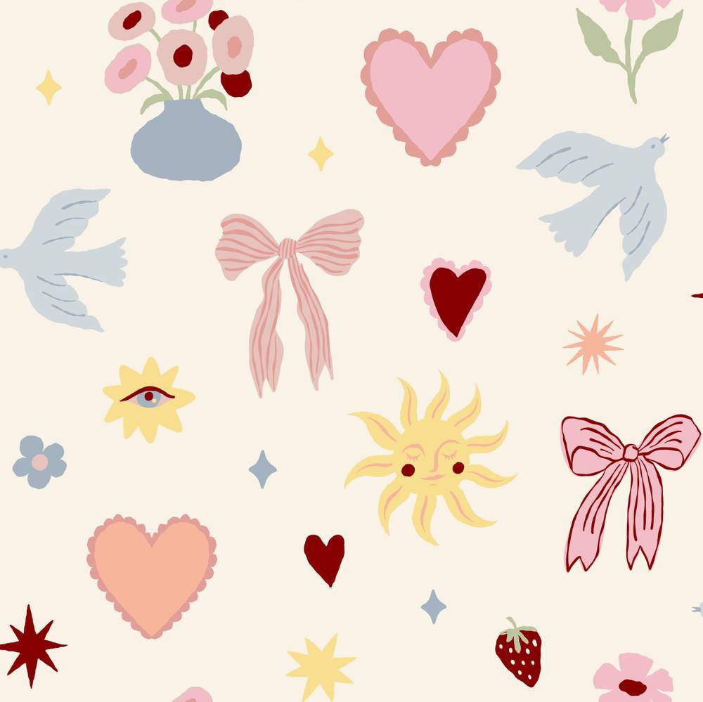 Arthouse Hearts Ribbons Multi Walpaper Roll