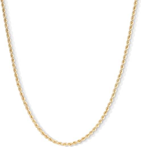 Solid gold chain Zales Semi-Solid Gold Rope Chain - Yellow