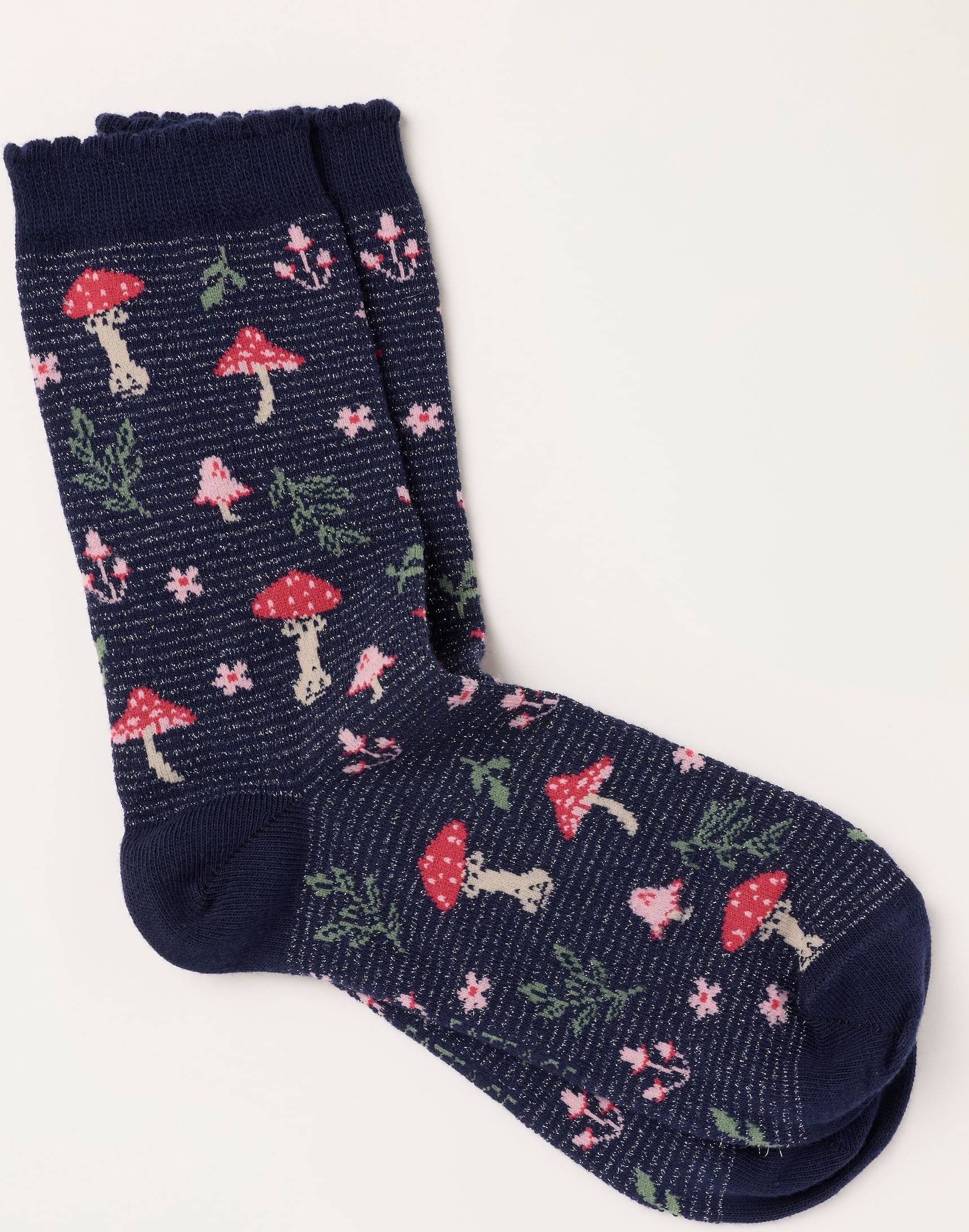 Navy Toadstool Socks - Blue