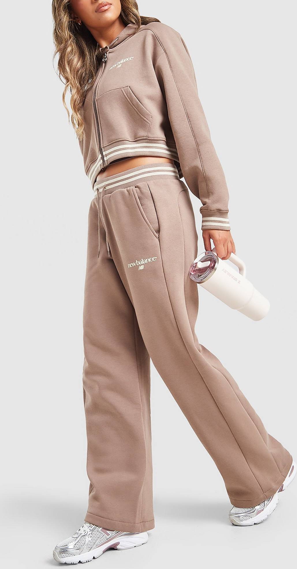 New Balance Ribbed Wide Leg Joggers - Brun