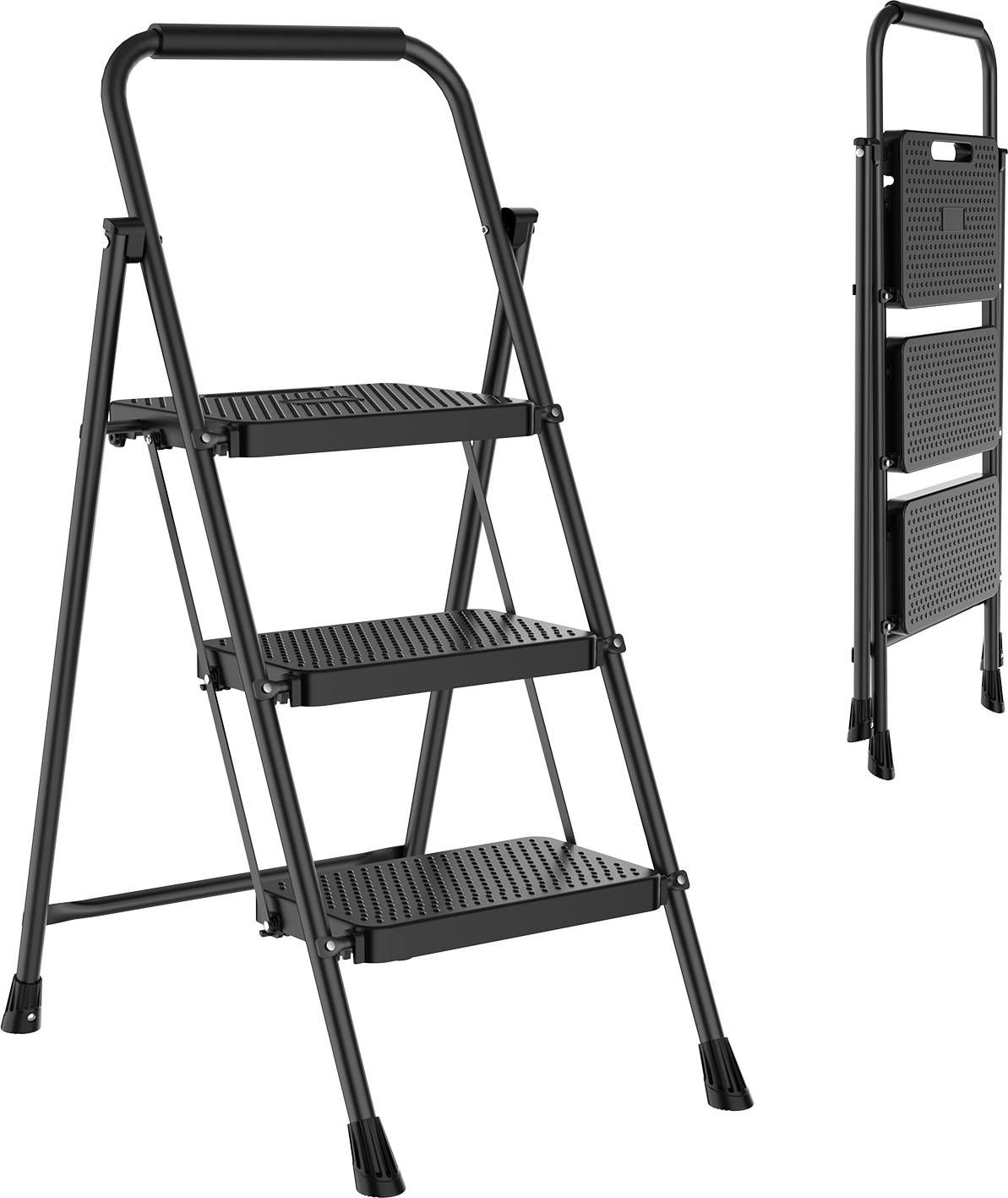 3 step ladder Sweetcrispy 40.7 Inch 3 Step Foldable Ladder