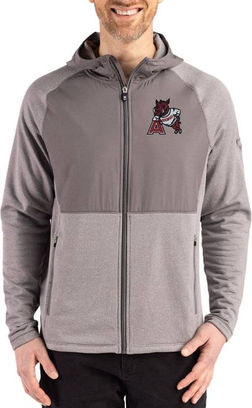 Cutter & Buck Arkansas Razorbacks Peshastin Eco Fleece Recycled Raglan Jacket Heather Gray