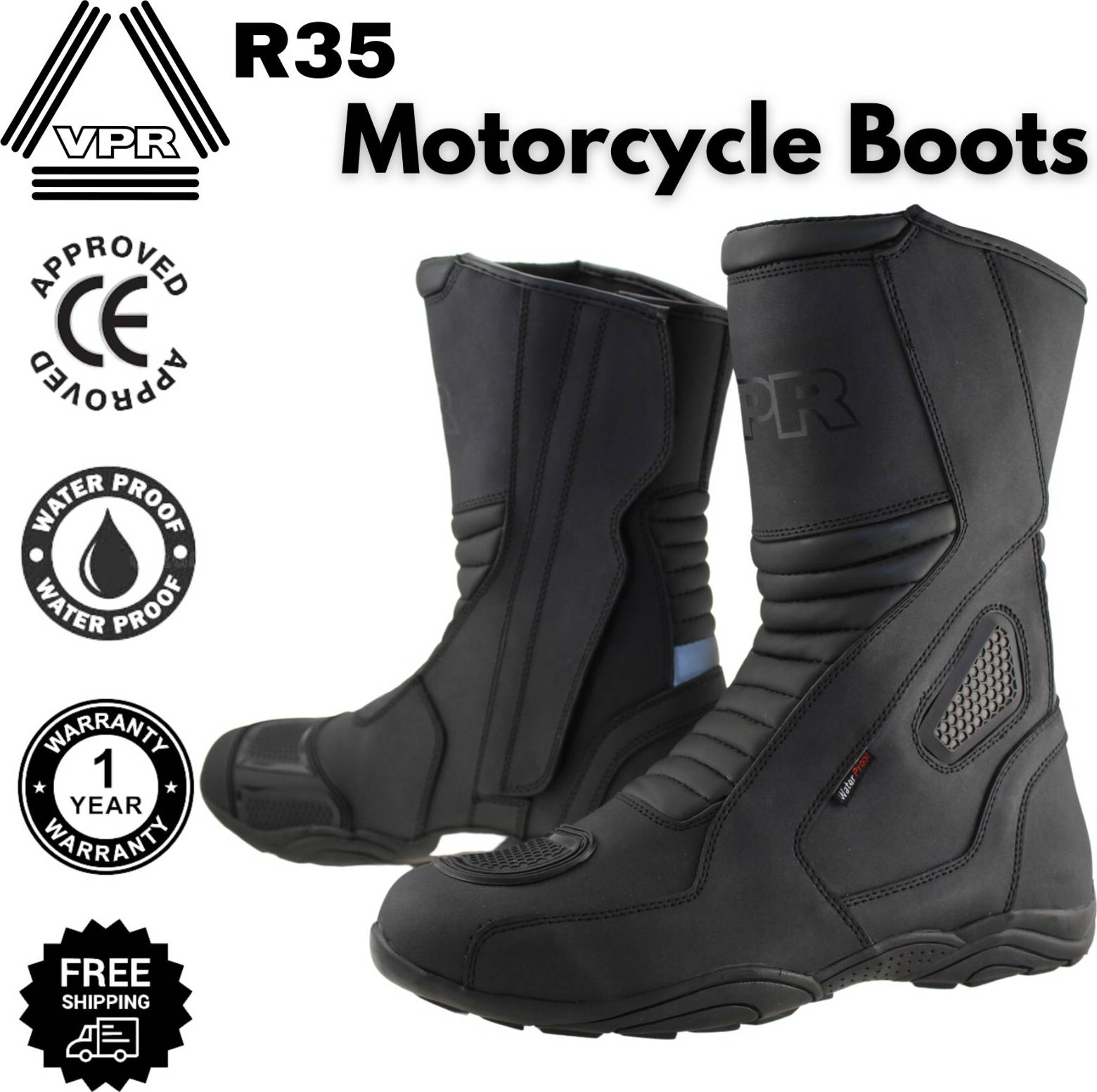 Viper Vpr Leather Motorcycle Boots Men Waterproof Riding Touring - R35