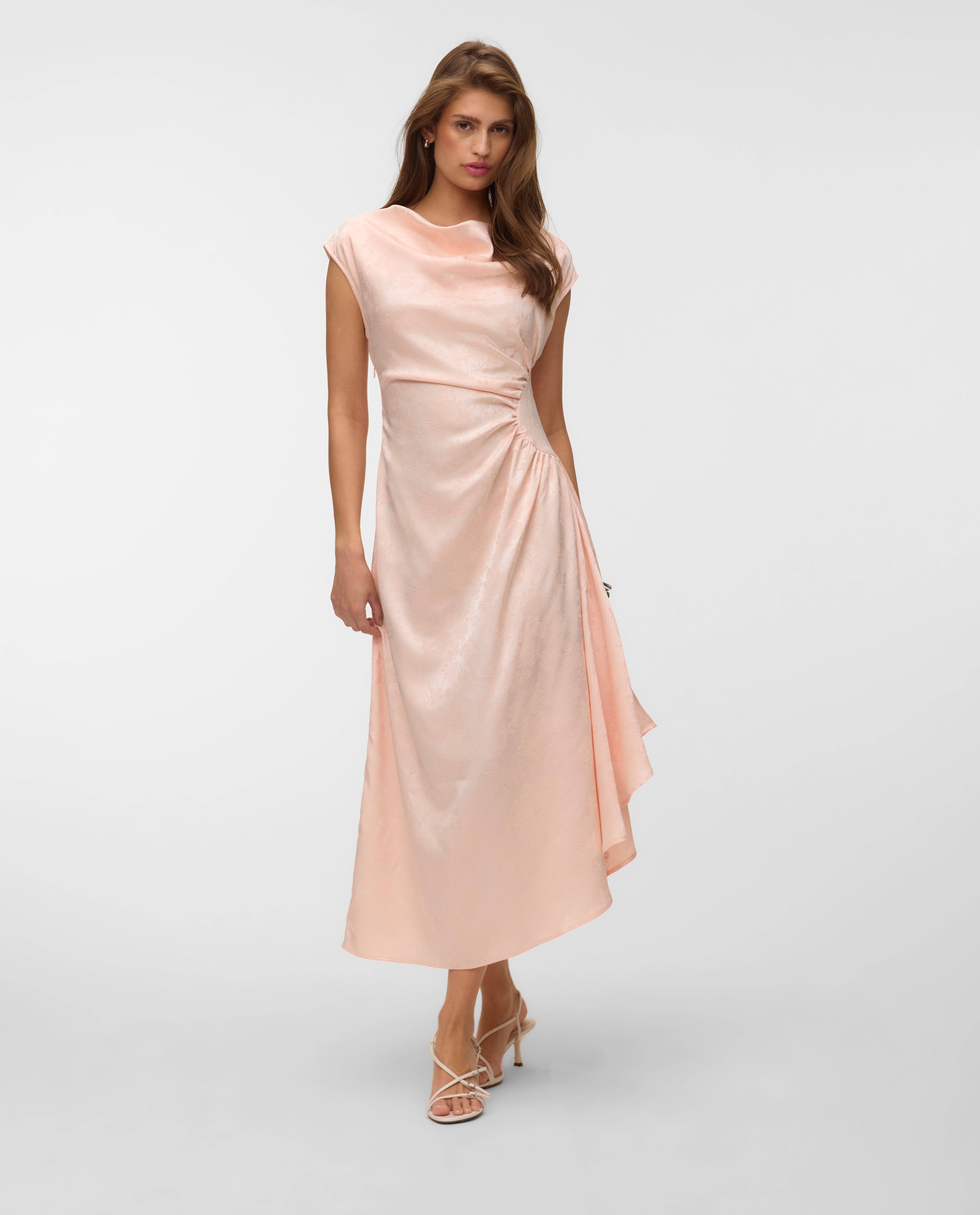 Vero Moda Vmwinnie Sl Rouched Dress Exp - Pink