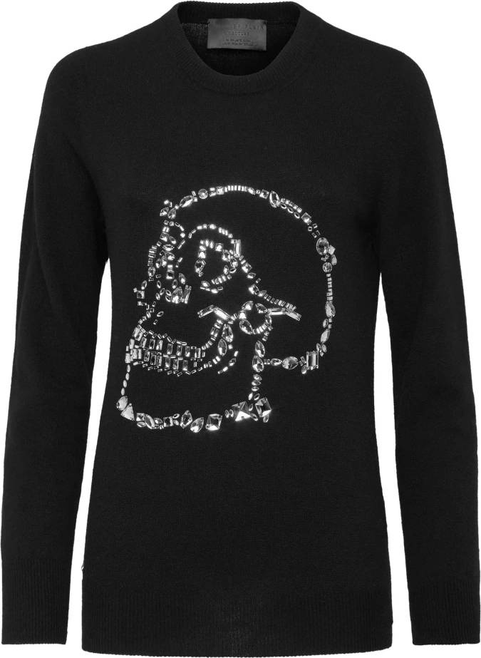 Philipp Plein Pullover Rund Hals LS Look At Me Skull Crystal - Sort