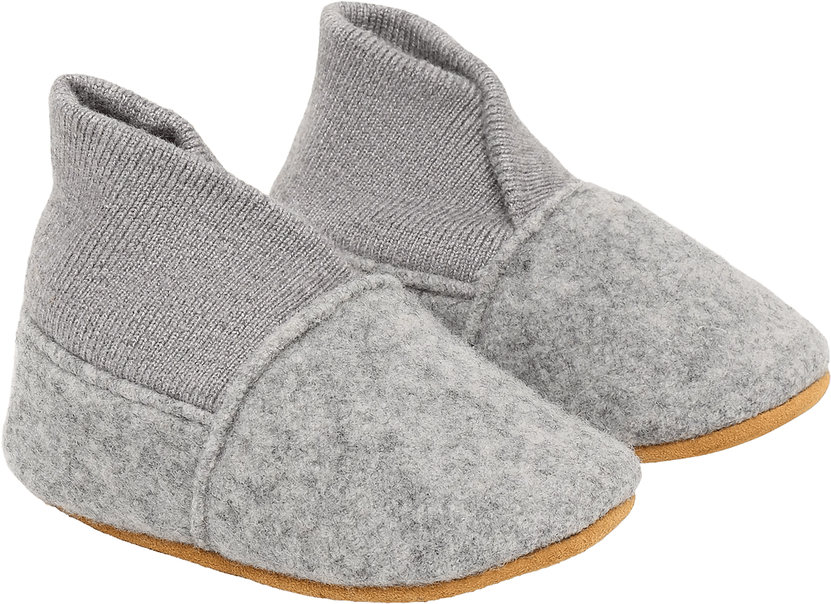 En Fant Wool Slippers With Rib - Grey