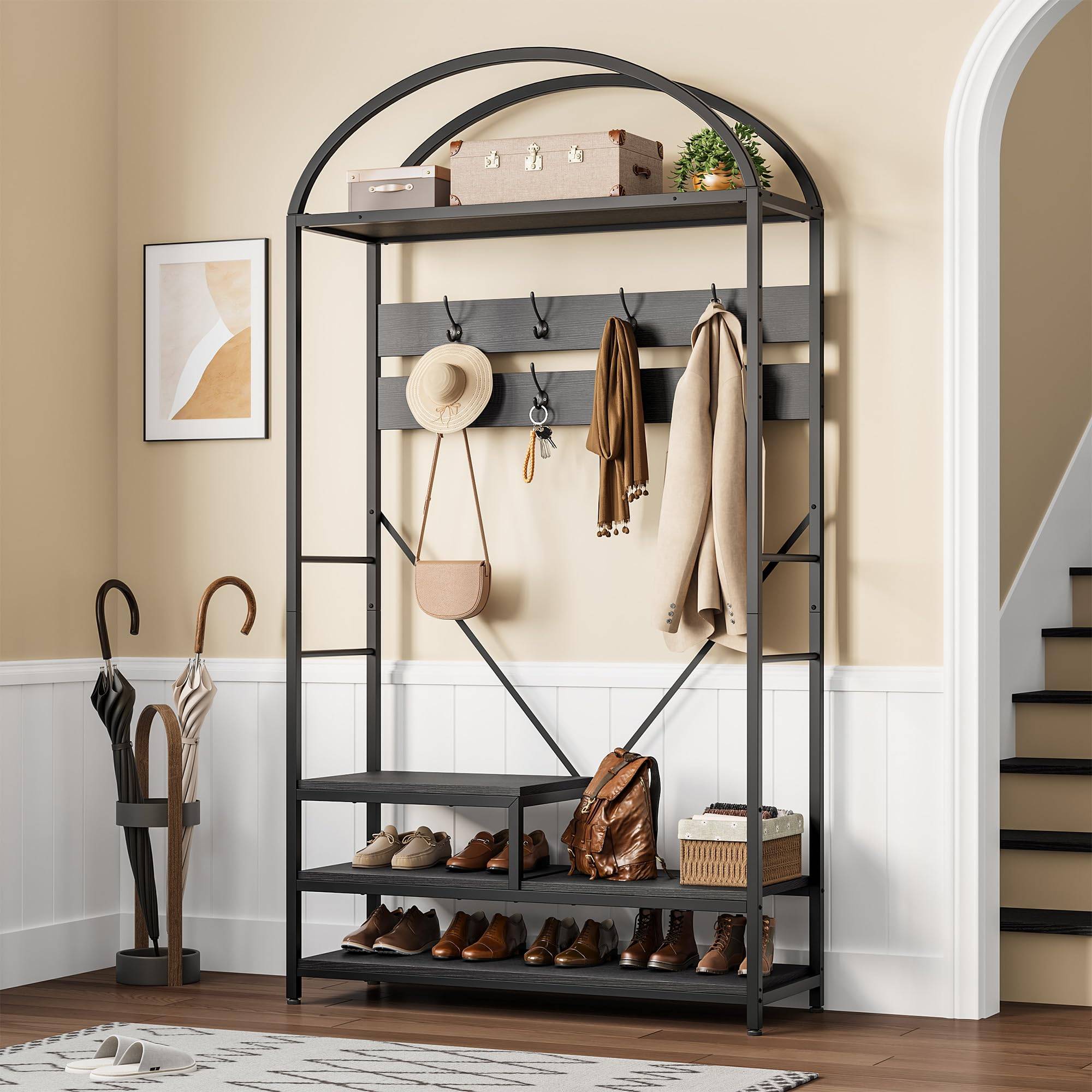 Coat rack shoe bench Garvee 3-in-1 Entryway Hall Tree Coat Rack Shoe Bench Shoe Rack