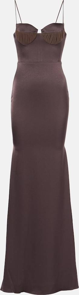 Abito Bustier Lungo In Raso