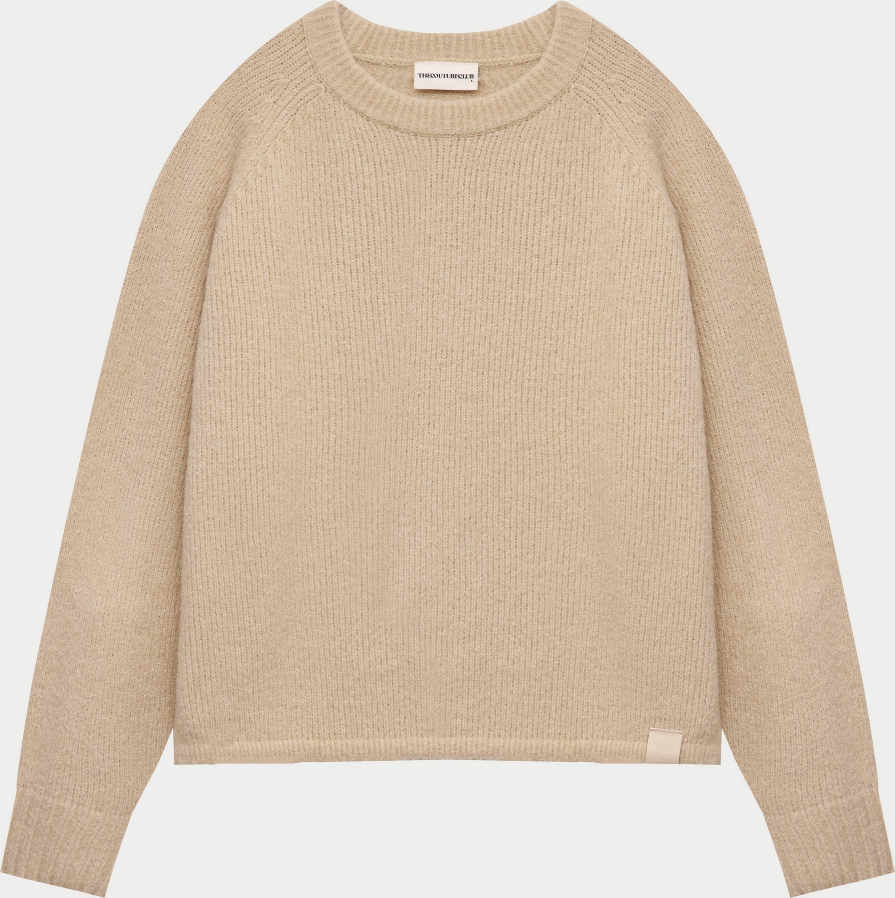 Boucle Knit Raglan Crew - Stone