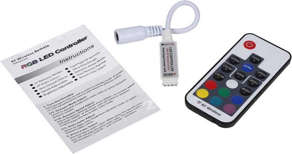 RGB Color Changing LED Controller with Wireless RF Technology