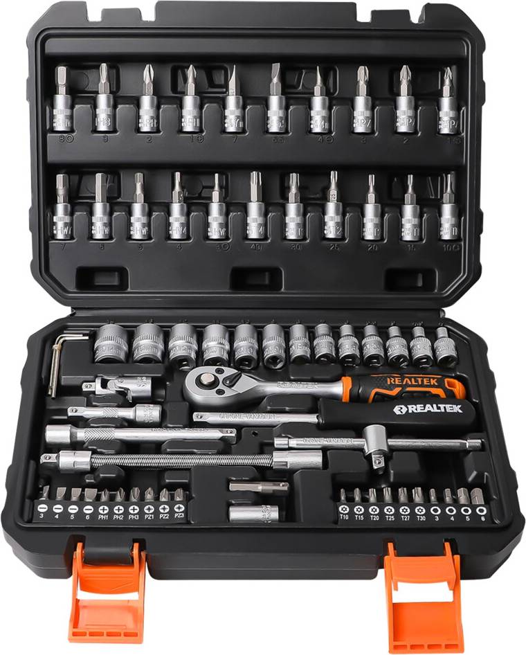 Realtek 66 Piece 1/4 Inch Drive Socket Set