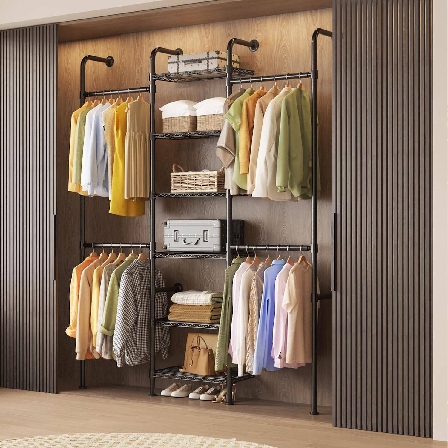 Wall clothing rack Gaomon Wall Mounted Pipe Closet System Clothes Rack