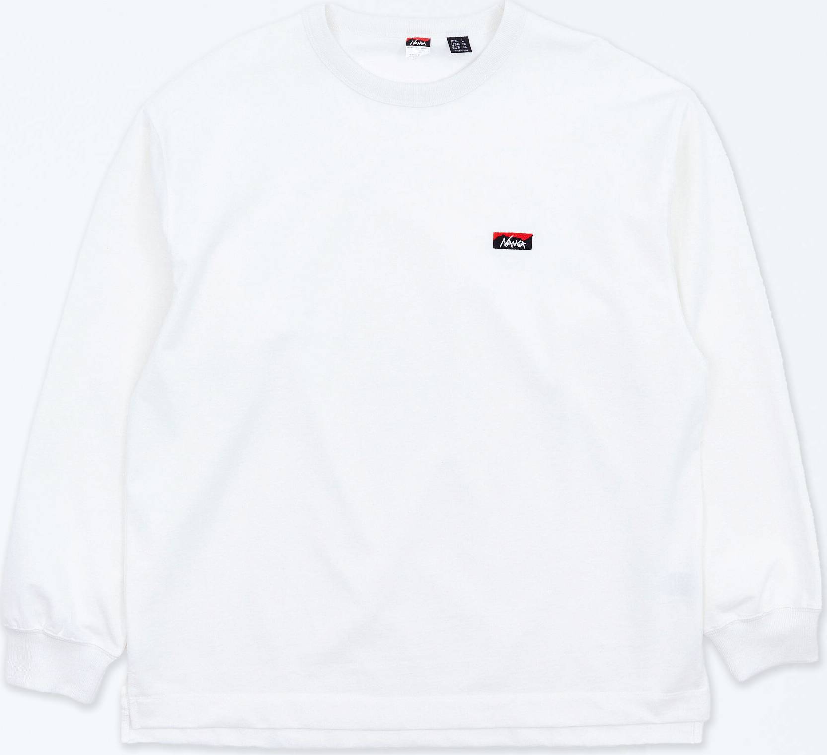 NANGA Eco Hybrid Box Logo Embroidery L S Tee - Wht