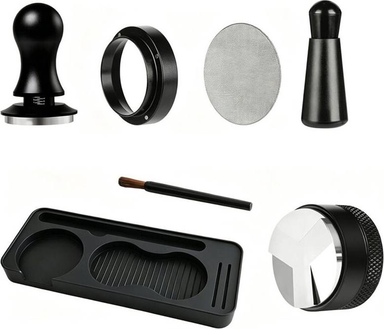 7PCS Espresso Accessory Set with Spring Loaded Tamper