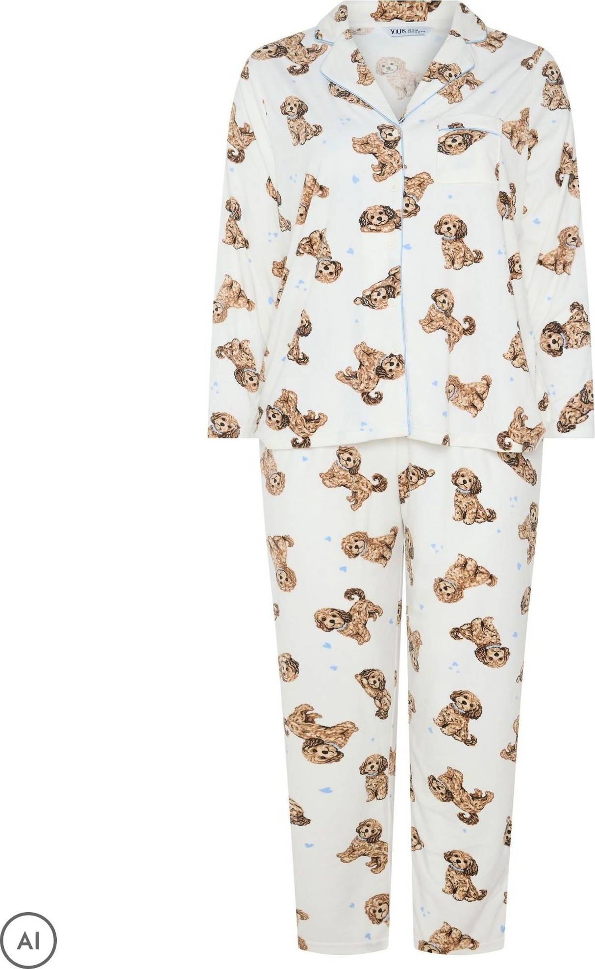 Yours White Cockapoo Lightweight Fleece Pyjama Set