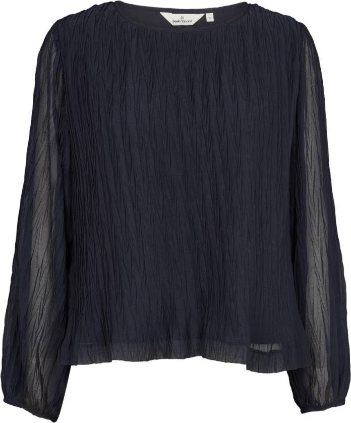 Basic Apparel Sort Plisseret Bluse Polyester - Sort