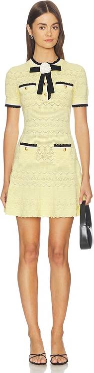 Self-Portrait Robe Mini Dress - Yellow