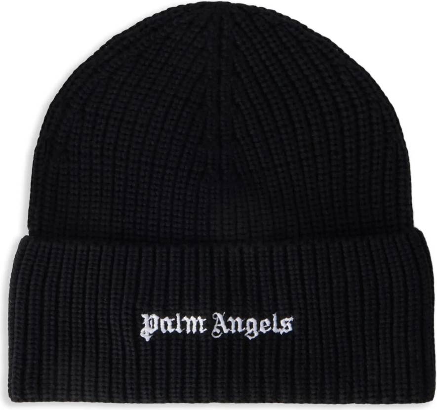 Palm Angels Classic Logo Ribbed Beanie - Svart