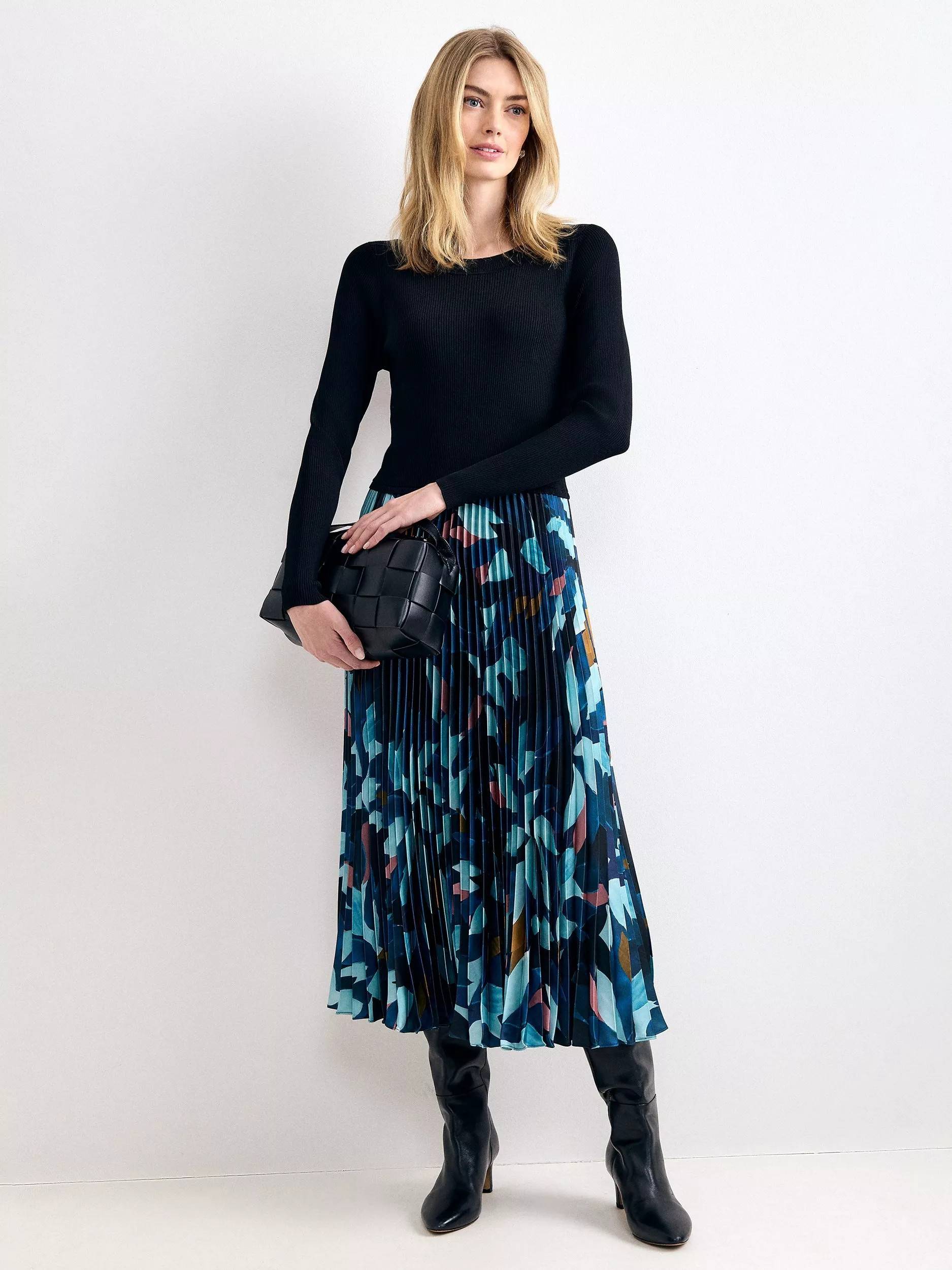 Phase Eight Riley Knit Pattern Dress - Teal