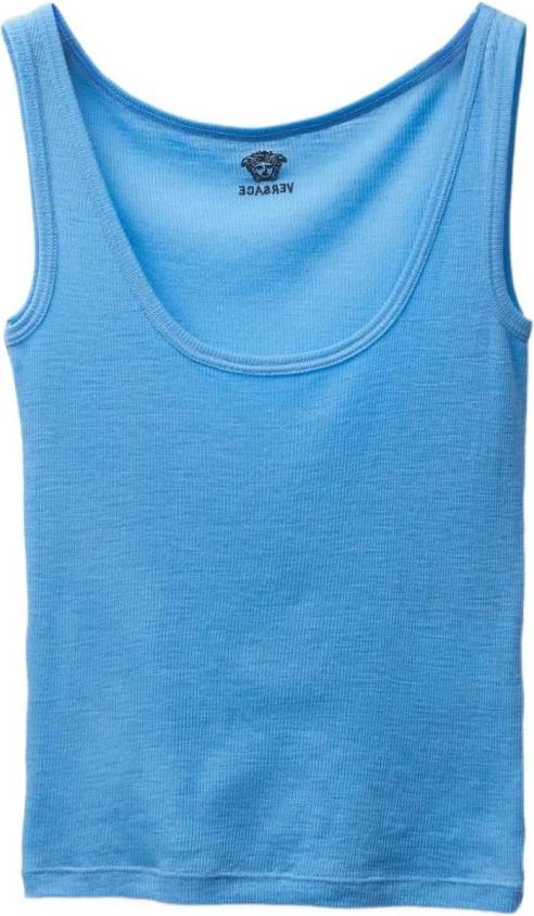 Versace Broderad Ribbstickad Topp Polyester - Dam