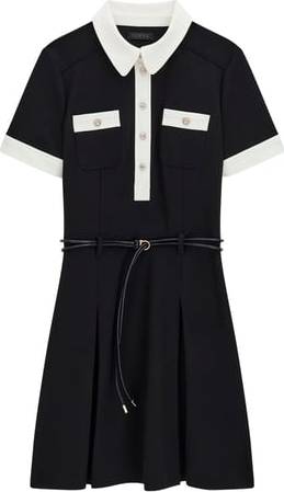 Guess Robe Courte Col Classique - Noir