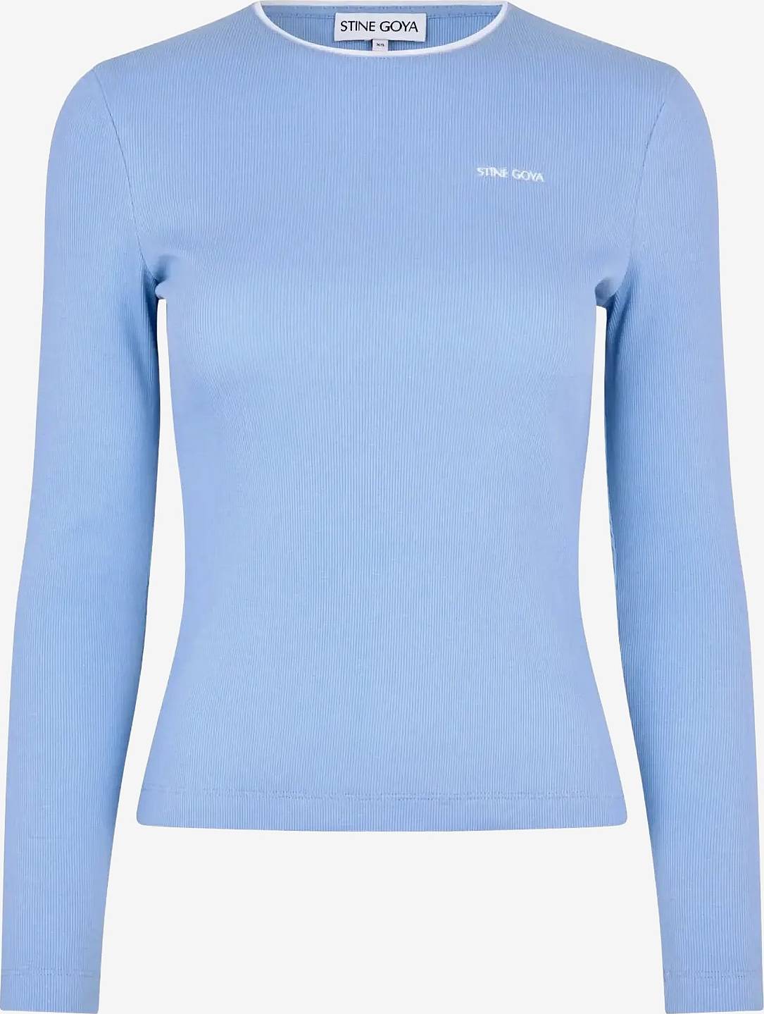Rib Long Sleeve Rib Top - Blue