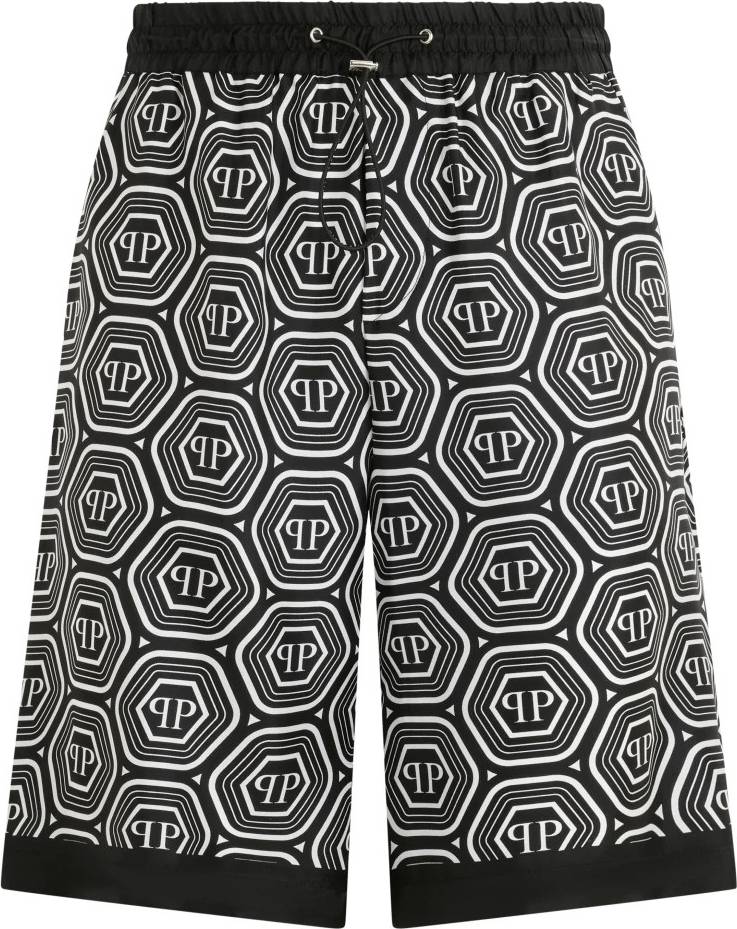 Philipp Plein Silk Drawstring Monogram Shorts - Herr