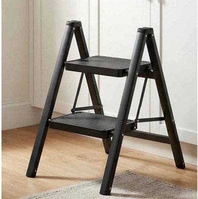 B&Q 2 Step Steel Ladder Foldable Safety Step Stool