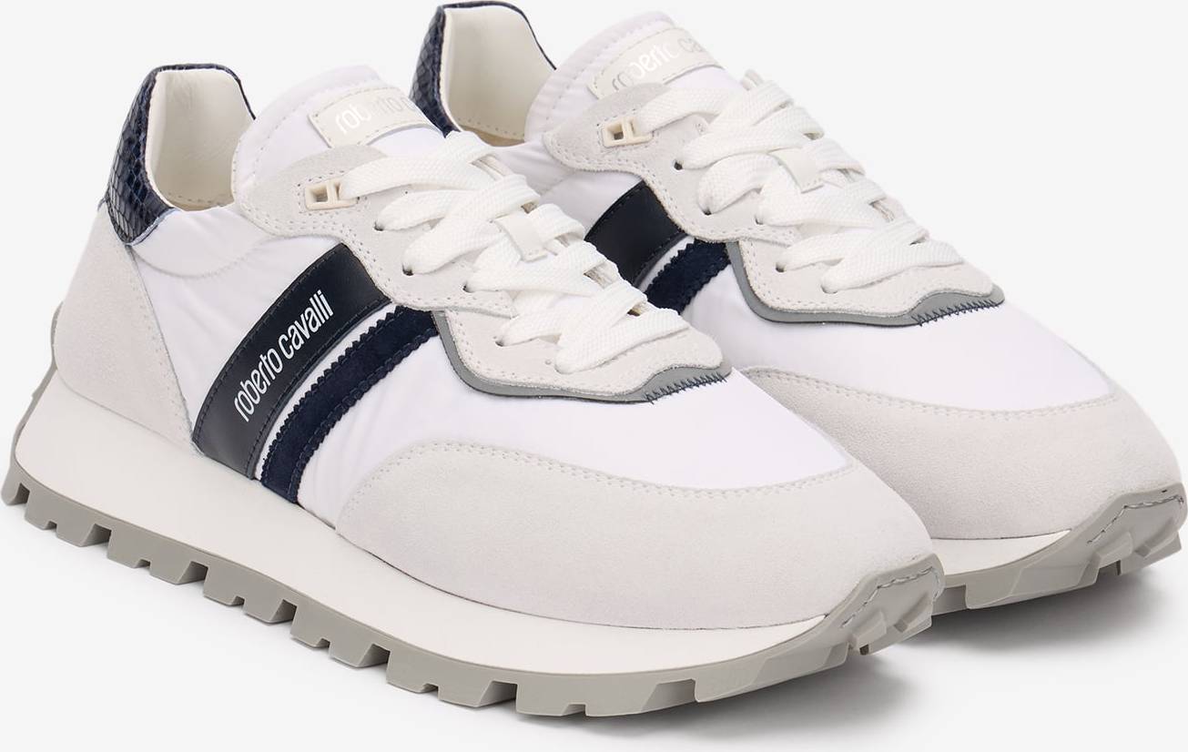 White Sneakers With Rc Logo - White/Blue/Roccia