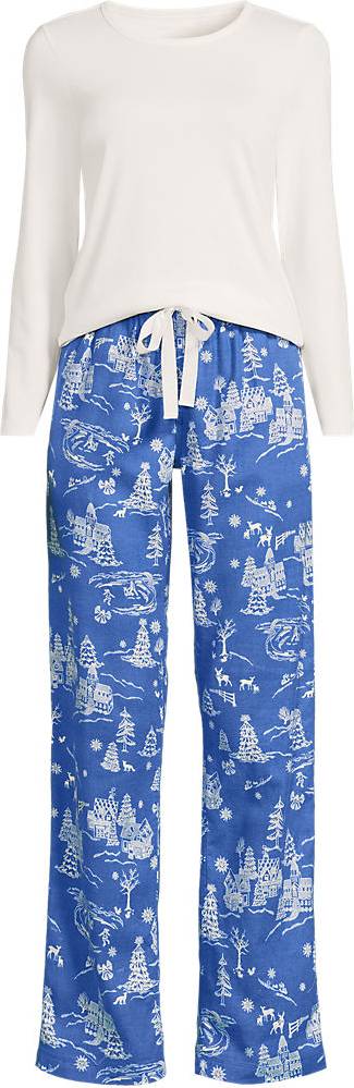 Lands' End Cotton Modal Flannel Pyjama Set - Blue