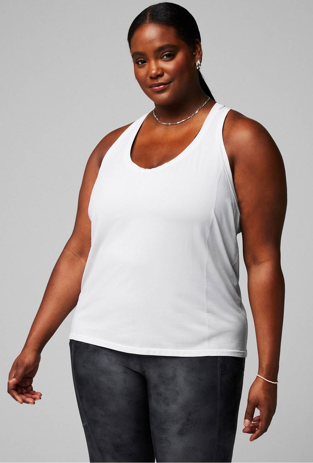 Fabletics Leichtes Racerback Tanktop Weiß