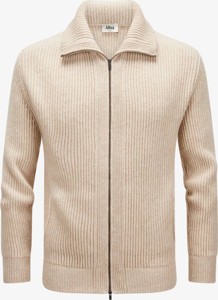 Altea Rib Wool Bomber Cardigan Beige