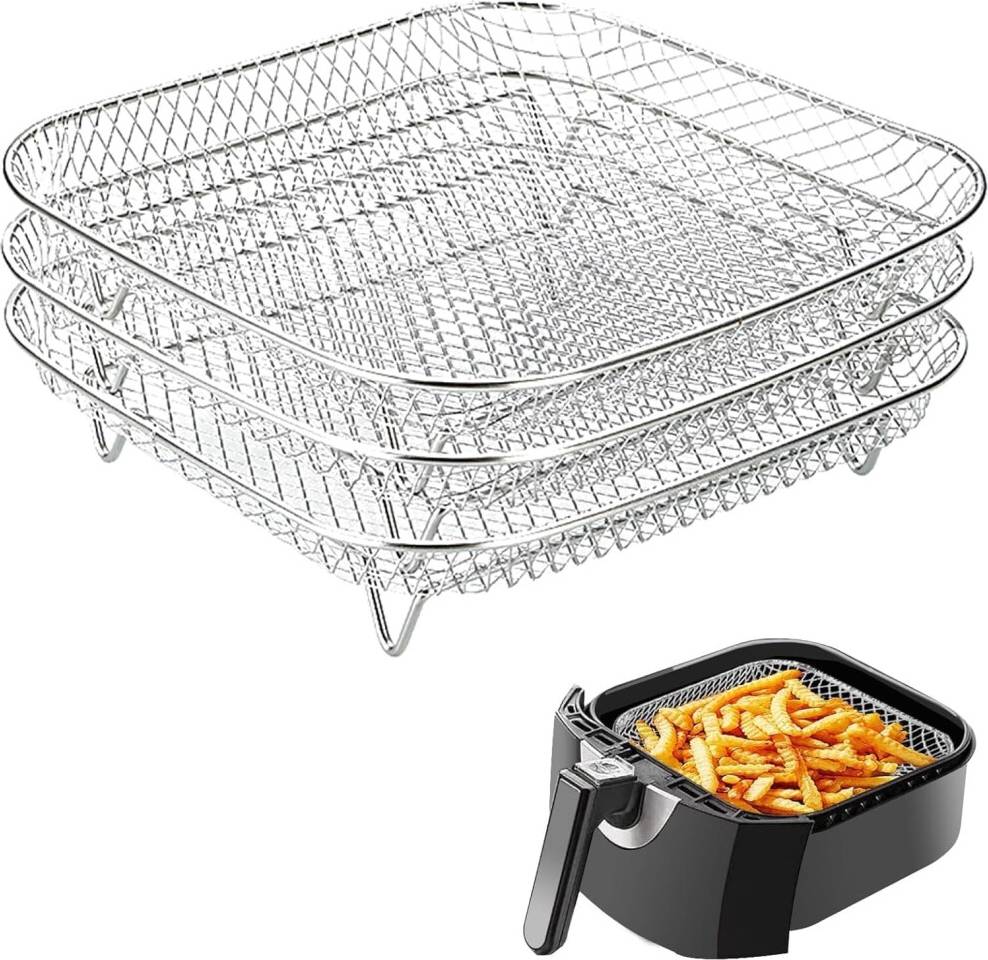 Square Air Fryer Rack Set - 3-Piece Wire Rack