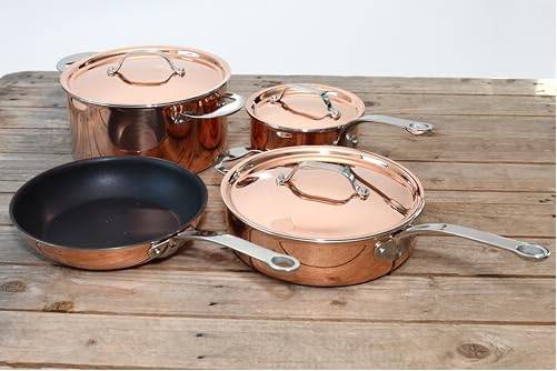 Copper pan set ProWare Copper Tri-Ply Cookware Set 4-16 cm Saucepan Cookware Set