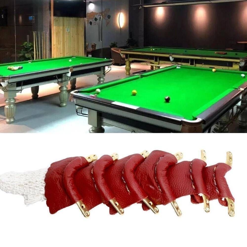 NESTLUNE Random Colour 6X Leather Billiard Pool Snooker Table Net Pockets Set