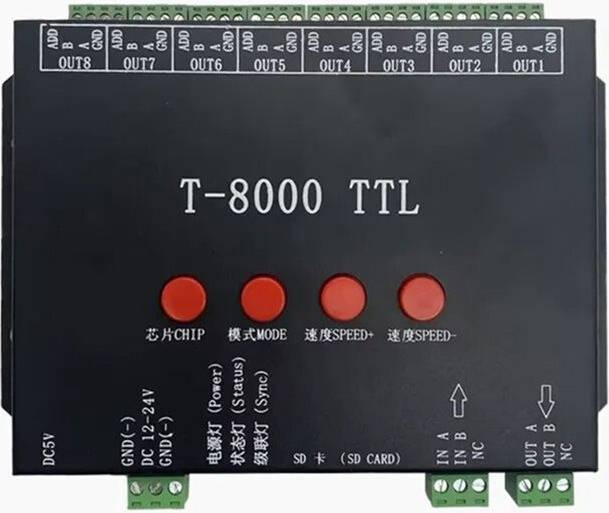 Typecat T-8000 TTL Programble LED Pixel Controller DC5V 12-24V